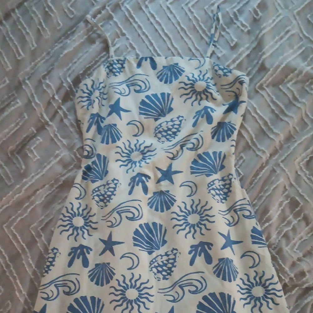 Japna Blue and White Tropical Print One Piece
